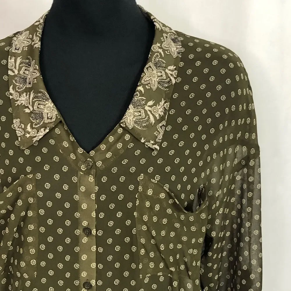 Free People Easy Rider Oversized Sheer Blouse - Women’s‎ XS
